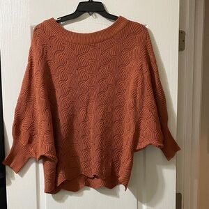 ANDREE BY UNIT Textured Rust Poncho Sweater